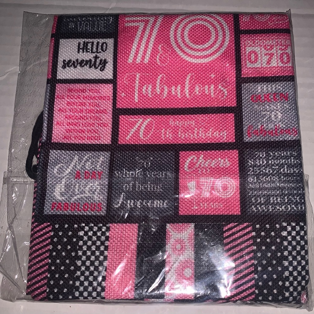 Happy Birthday 70’s Wine gift bag Pink and Black Graphic Wine Bag